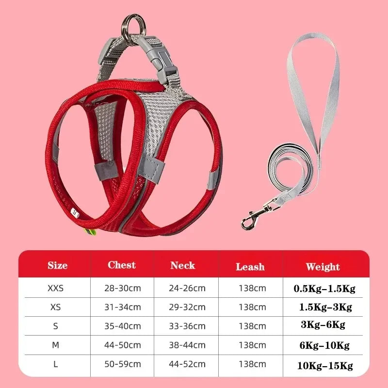 Cat Harness and Belt Set Breathable Accessories for Cats Pet Products Necklace Collar Pets Supplies Home Collars Things Cats Peaceful Pleasures Health and Wellness Red M 6-10kg