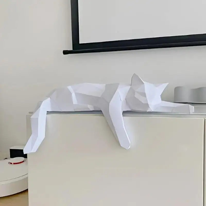 Geometric Cat Sculpture Black & White | Desk & Shelf Decor