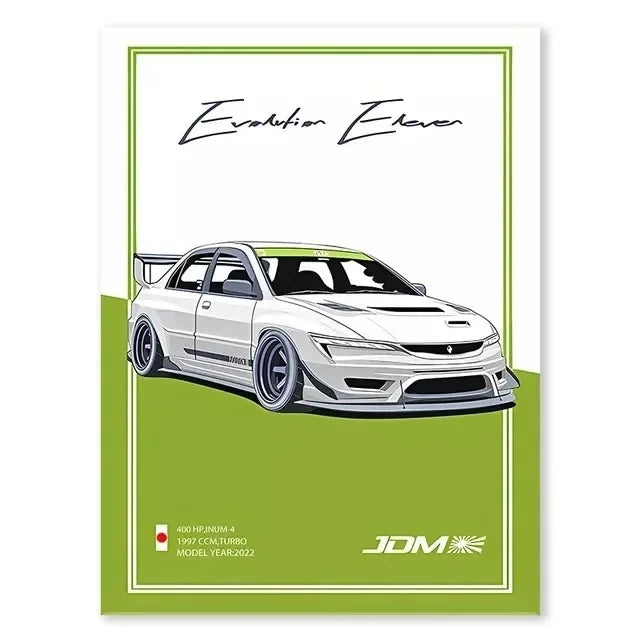 JDM GTR Sports Car Canvas Wall Art Poster | Boys Room Decor