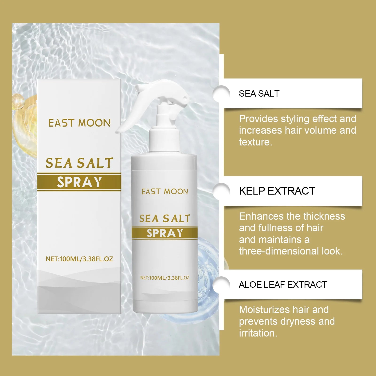 Men's Sea Salt Spray Texturizing Spray for Hair Spray with Aloe Vera Sea Kelp Extract Natural Hold Beach Waves Grooming Styling Peaceful Pleasures Health and Wellness