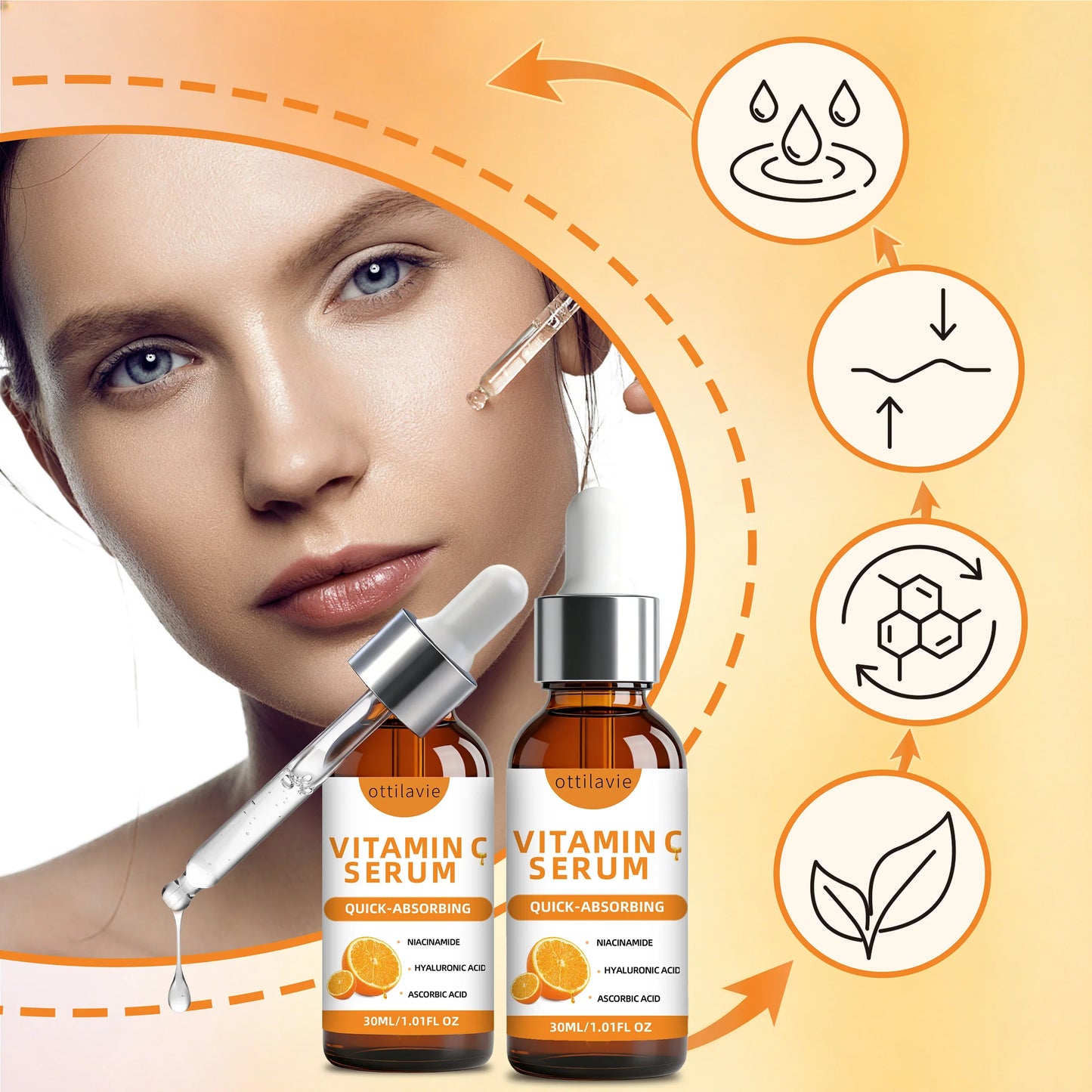 Ottilavie Vitamin C Face Serum 2-Pack – Firming & Moisturizing