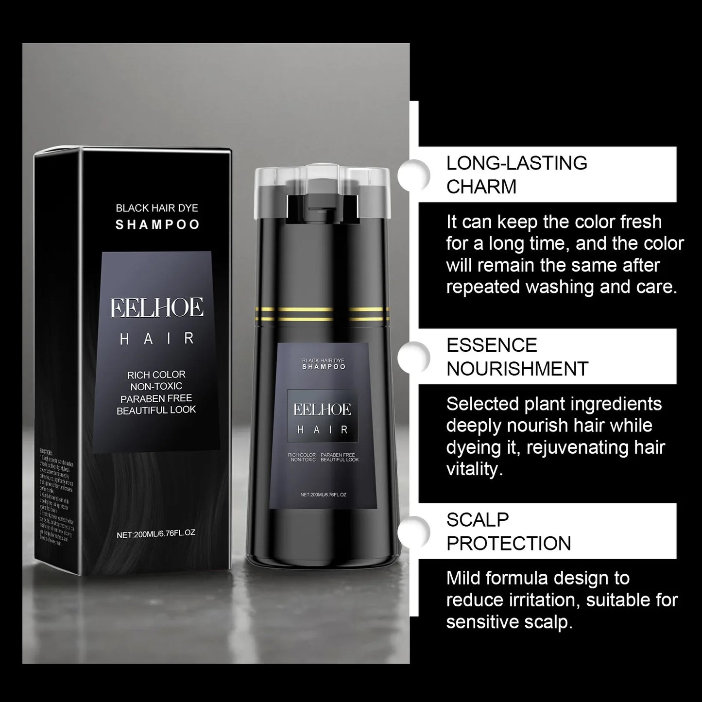 EELHOE Ginseng & Black Sesame Hair Darkening Dye Shampoo
