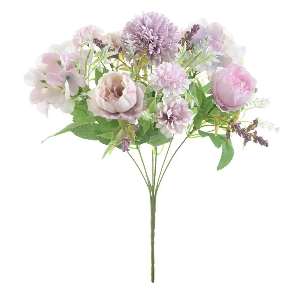 Silk Peony & Hydrangea Artificial Flower Bouquet – Wedding Décor