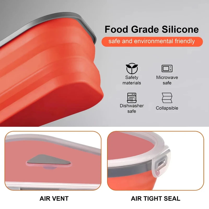 【Food Grade】Triangular Pizza Packaging Box Set | Collapsible Silicone Container with 5 Free Stackable Trays Peaceful Pleasures Health and Wellness