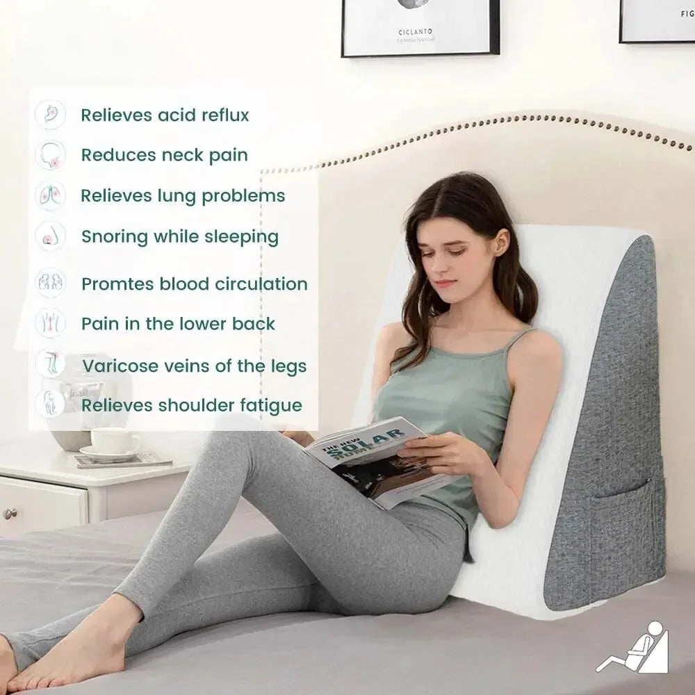 Wedge Pillow for Sleeping Acid Reflux After Surgery Triangle Elevated Pillow for Bedside Dormitory Office Air Layer Foam Peaceful Pleasures Health and Wellness