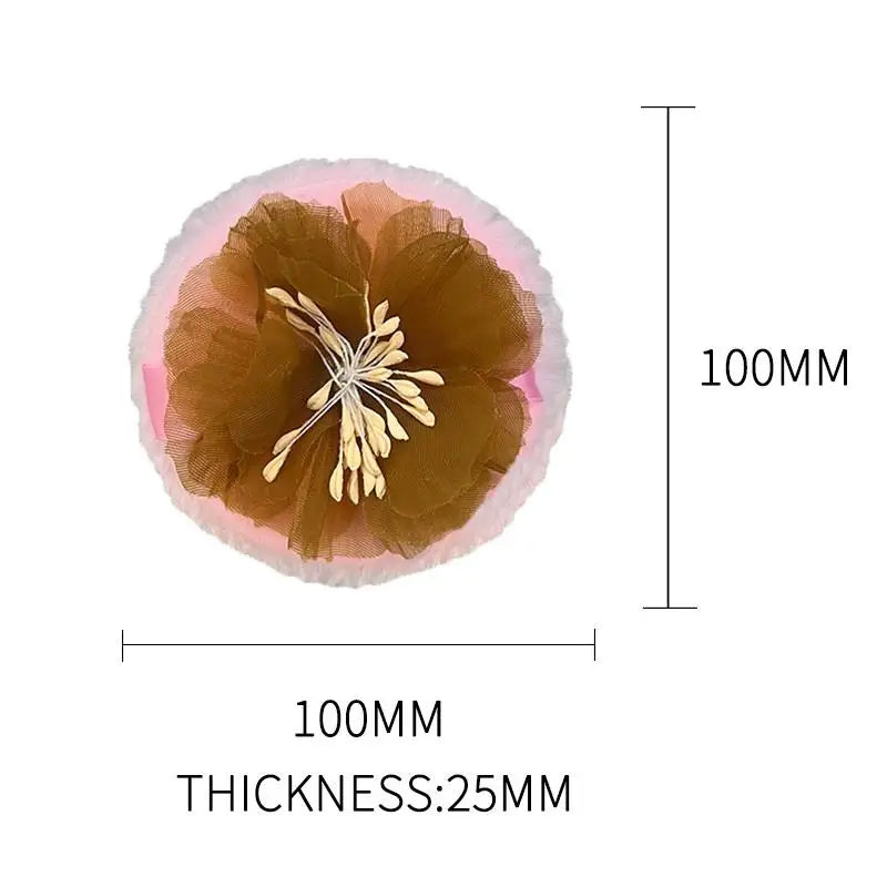 3D Ribbon Flower Velvet Powder Puff | Dual-Sided Fluffy