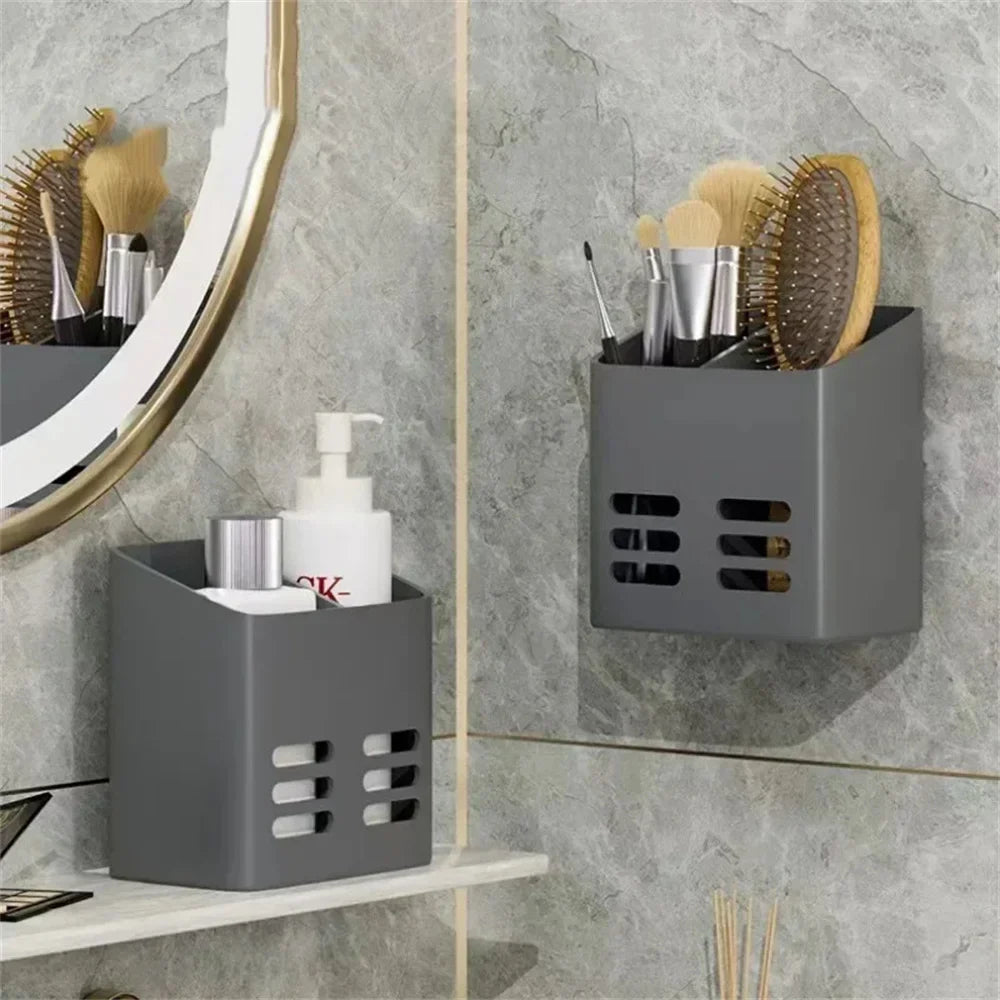 No-Drill Wall Mount Bathroom Shelf & Makeup Organizer