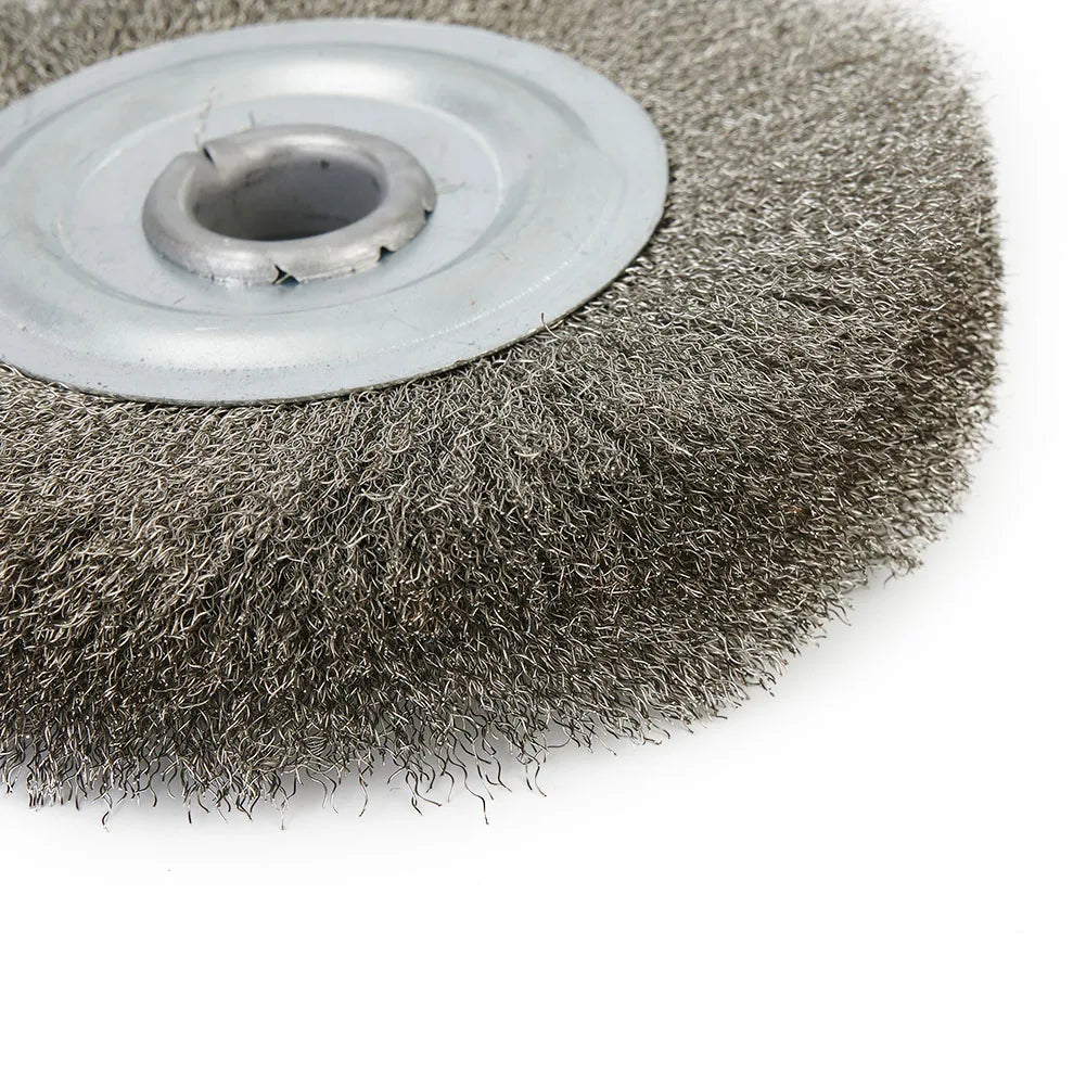 Crimped Stainless Steel Wire Wheel Brush Bench Grinder Abrasive Hole
