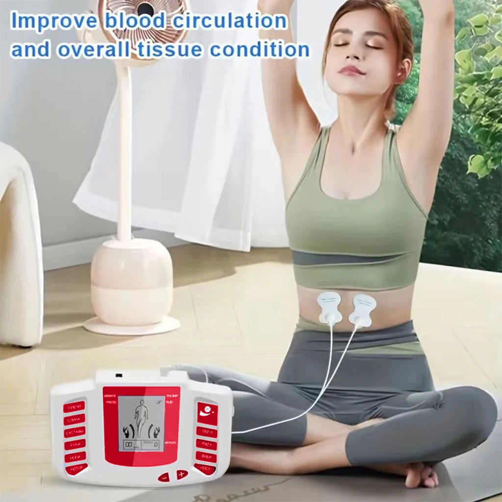 ortable Electronic Muscle Stimulator, Dual Output Unit with 4 Pads for Back, Shoulder, Leg, Making It a Perfect Gift for Family Peaceful Pleasures Health and Wellness