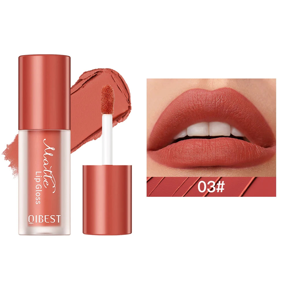 QIBEST Sexy Red Lasting Velvet Matte Lip Gloss Waterproof Nonstick Cup Liquid Lipstick Makeup For Women Beauty Lip Glaze Tint Peaceful Pleasures Health and Wellness 03