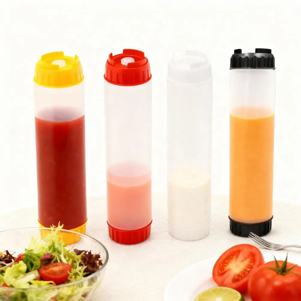 Dual-Head Leakproof Squeeze Sauce Bottle – Inverted Condiment Dispenser 400ml Peaceful Pleasures Health and Wellness