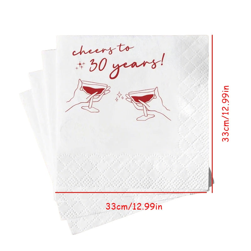 Cheers to 30 Years Cocktail Napkins – 20 Sheets | 30th Birthday