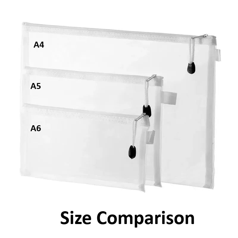 Mesh Document Organizer A4/A5/A6 Zippered Filing Envelopes