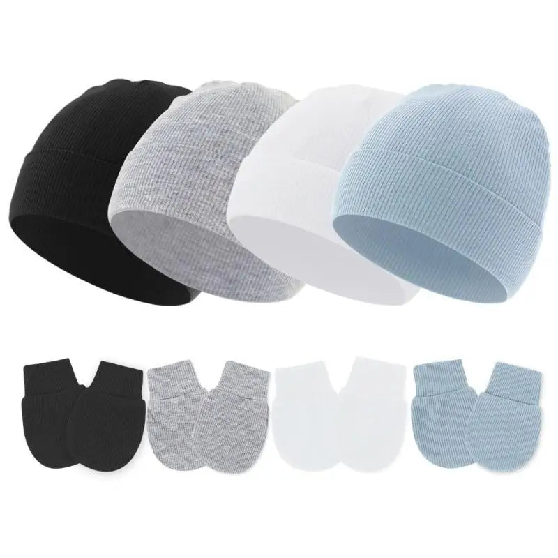 Newborn Baby Bonnet Hat & Anti-Scratch Gloves Set | 0–3 Month