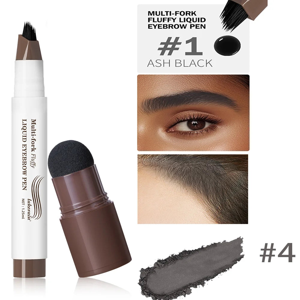 Long Lasting 4D Eyebrow Pen Multi Forks Liquid Pen Tip Fine Sketch Liquid Tattoo Brow Waterproof Precise Makeup Peaceful Pleasures Health and Wellness 1and hairline powder