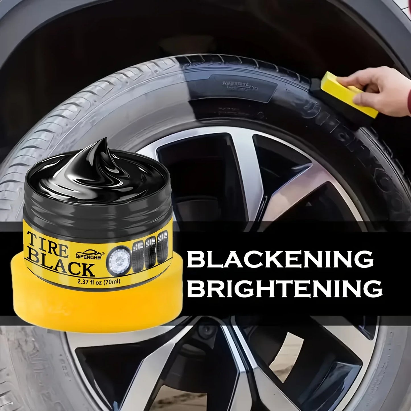 Tire Shine Paste 2.37oz – Glossy Black, Waterproof Formula
