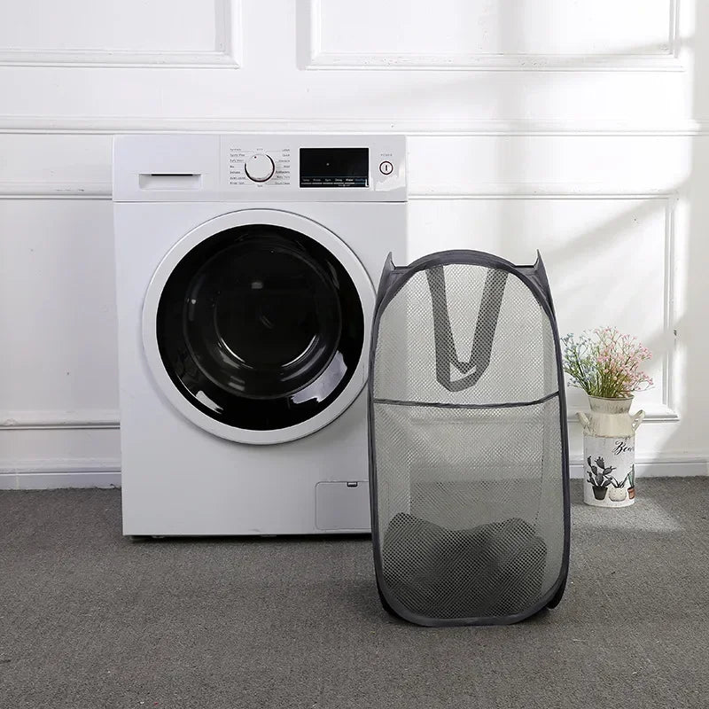 Large Capacity Dirty Clothes Basket Storage Bucket Mesh Bathroom Portable Foldable Dirty Clothes Basket Peaceful Pleasures Health and Wellness