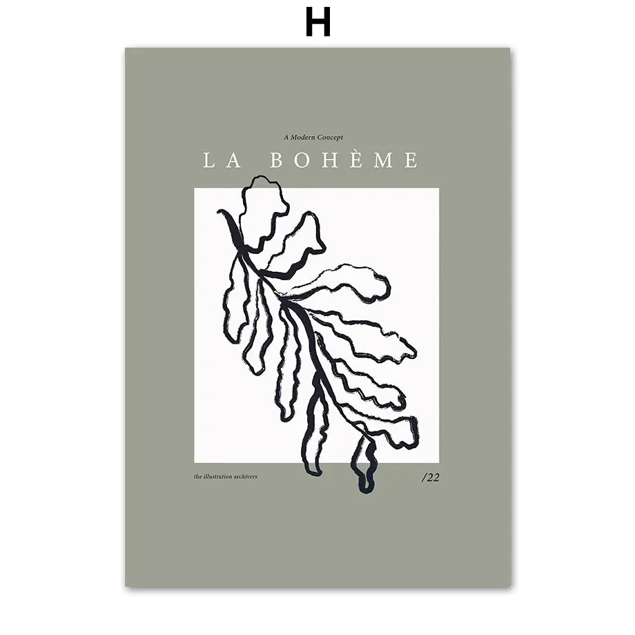 Botanical Leaf & Flower Geometry Canvas Wall Art | Minimalist Print
