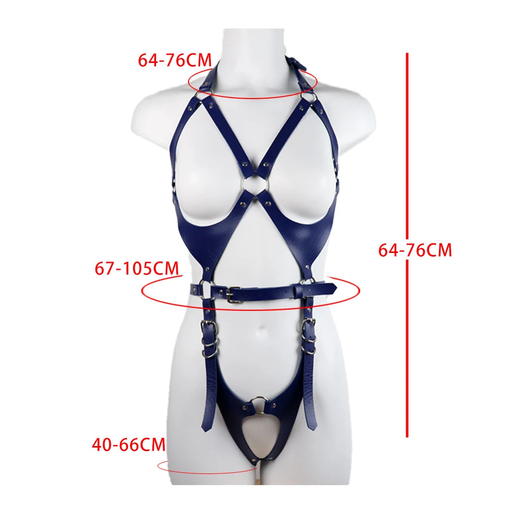 PU Leather Erotic Lingerie Sexy Garter Intimate Women's Harness Bra