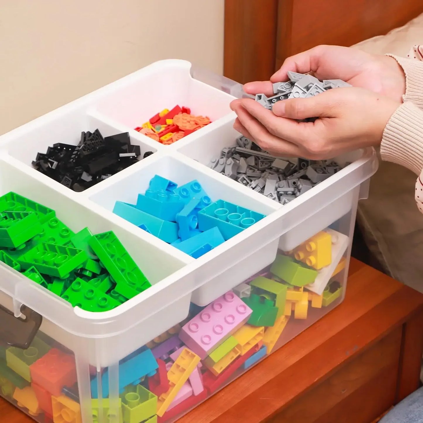 17 QT Clear Storage Box with 5 Removable Trays – Craft & Tool Peaceful Pleasures Health and Wellness
