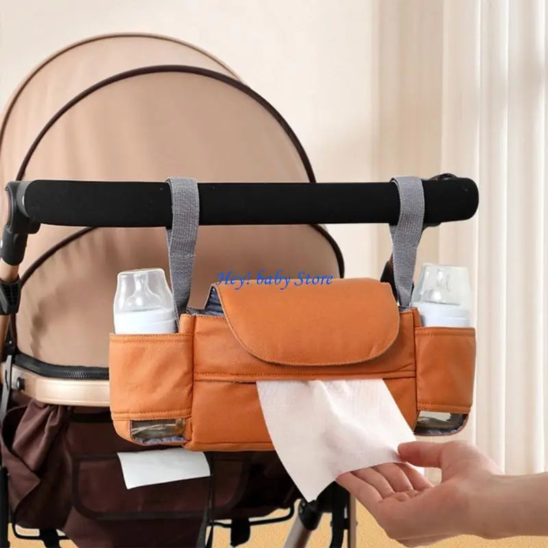 Baby Stroller Caddy Organizer | Insulated Cup Holder & Pockets
