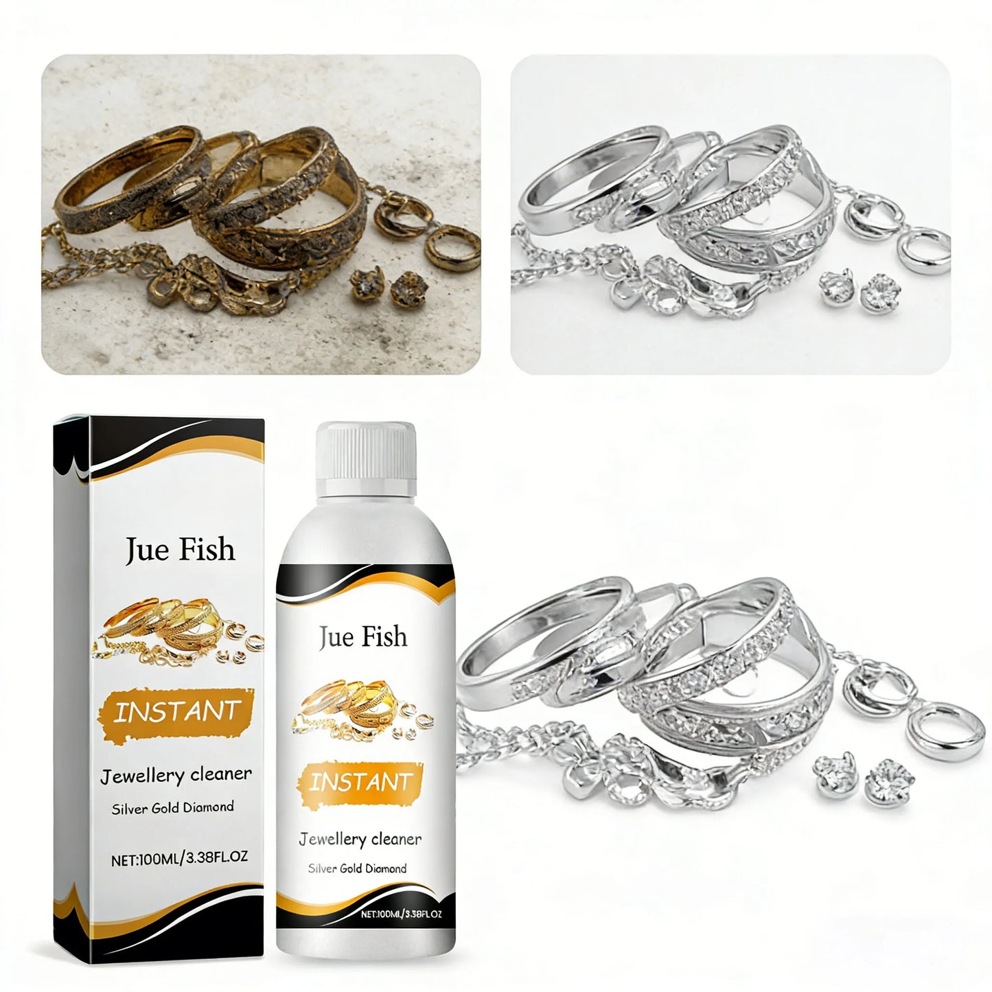 Jue-Fish Jewelry Cleaner Solution – Tarnish Remover 100ml