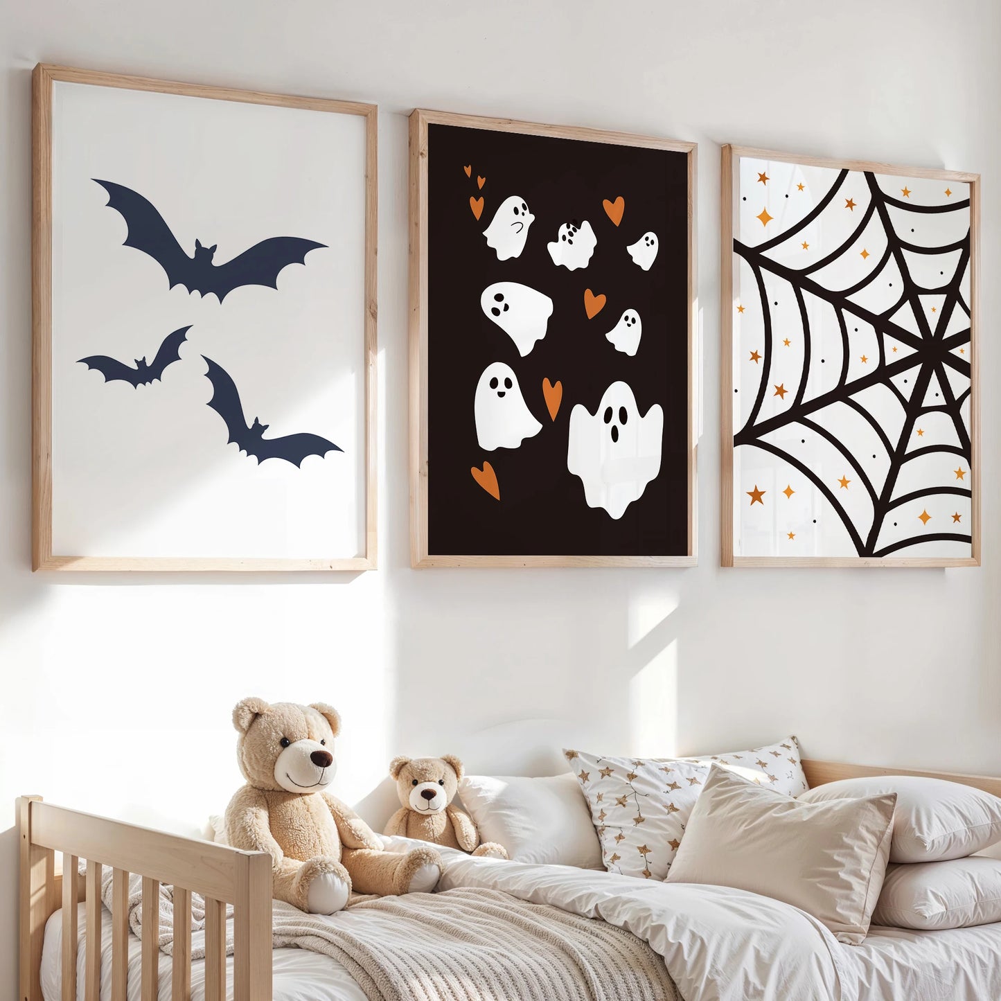 Dark Halloween Canvas Wall Art | Gothic Cartoon Poster Print