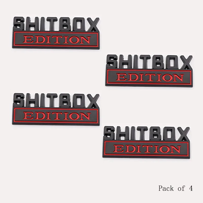 SHITBOX zinc alloy car stickers, car tailgate, car modification car stickers, personalized fashion, specifications are diverse Peaceful Pleasures Health and Wellness 4 Black Red