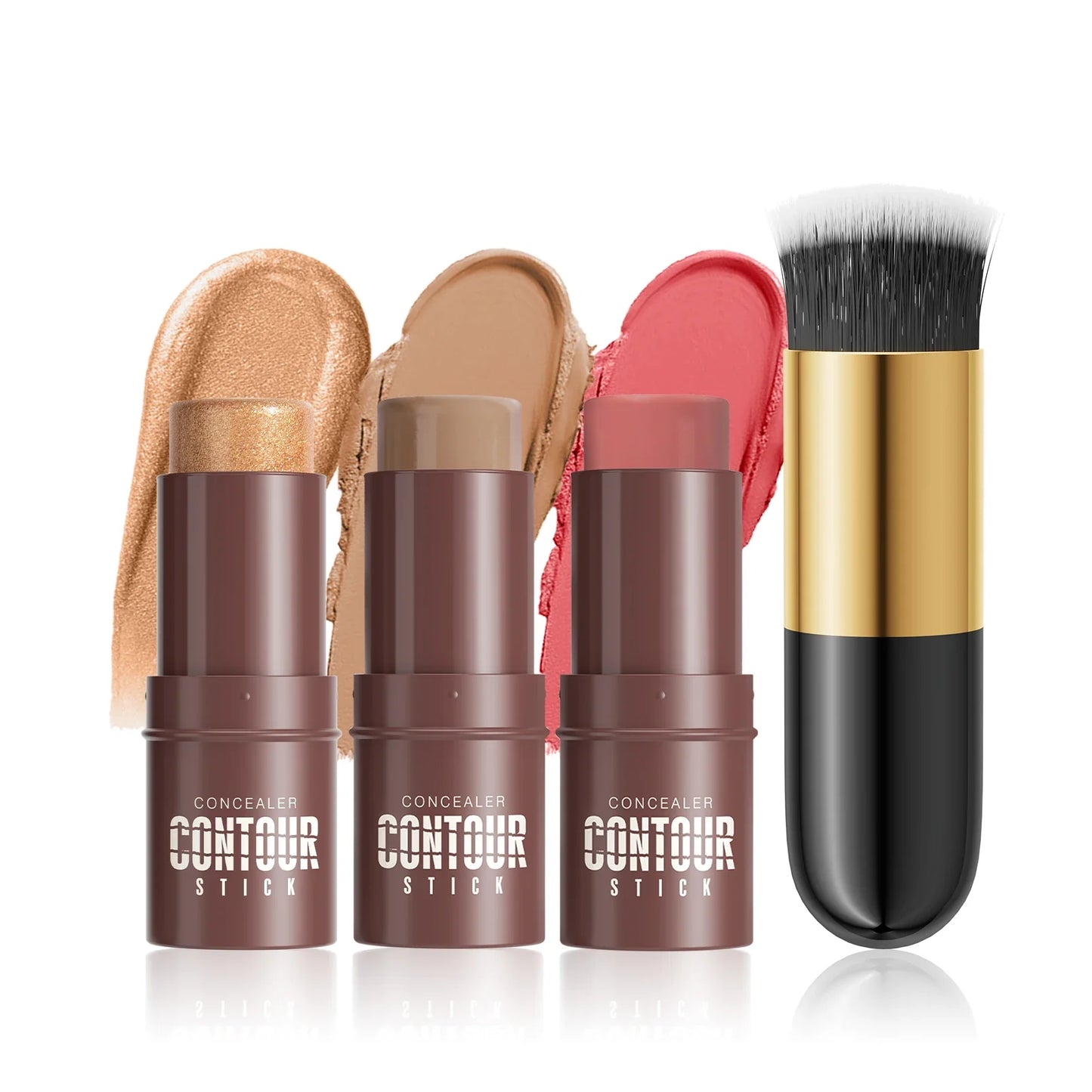 Hello Kiss 4-Piece Contour Stick Set – Highlighter, Blush & Bronzer