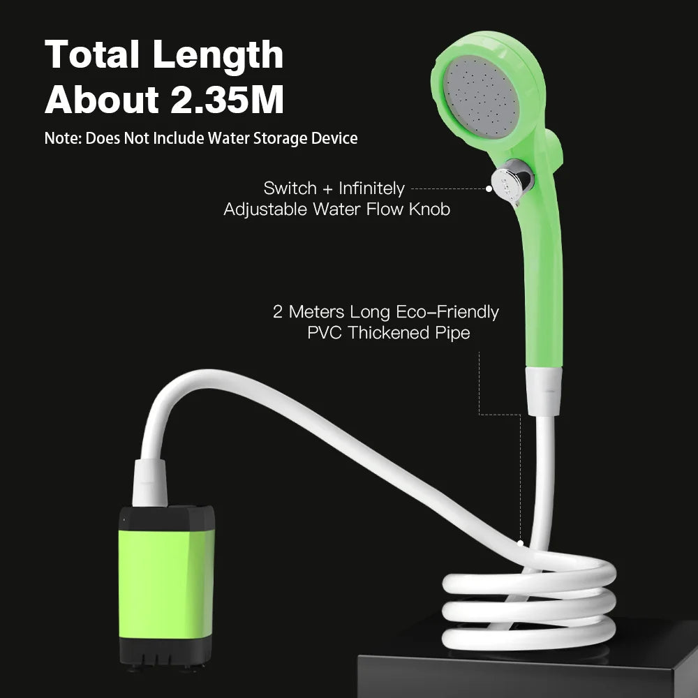 Adjustable 6000mAh Shower Camping Pump RV Outdoor Camp W Full Screen