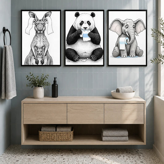 Funny Black & White Animal Canvas Wall Art – Elephant & Panda Canvas Wall Art Peaceful Pleasures Health and Wellness