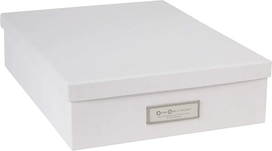 White Document Storage Box with Lid & Metal Label Window Peaceful Pleasures Health and Wellness United States