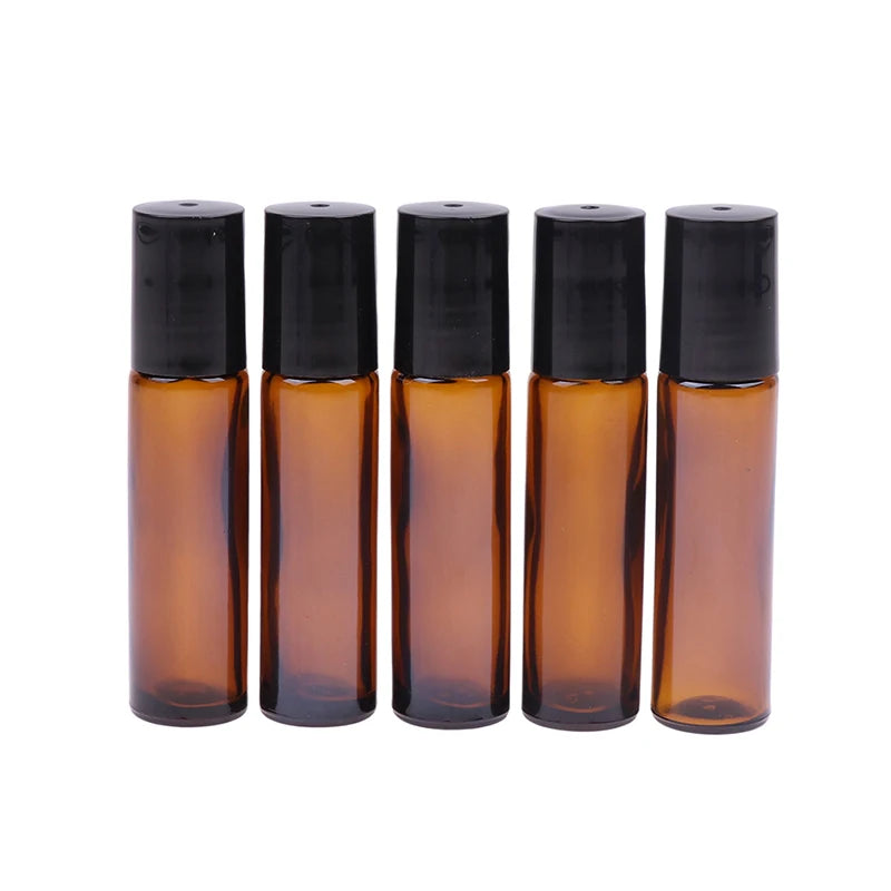 10ml Amber Glass Roll-On Bottle | Metal Roller Ball for Essential Oils