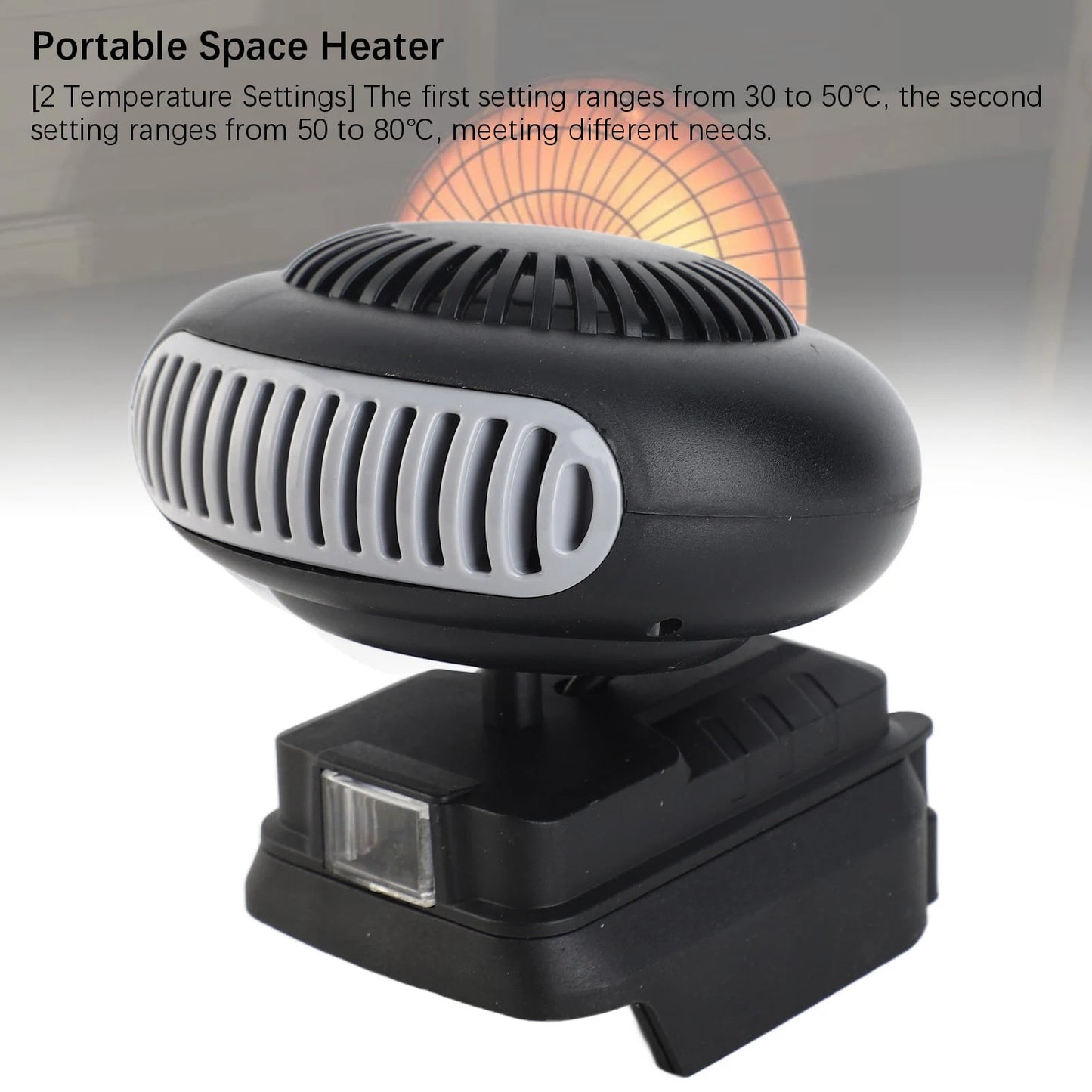 Electric Heater Fan 18V Battery Powered Space Heater 170W Versatile Quiet Portable for Workshop Peaceful Pleasures Health and Wellness