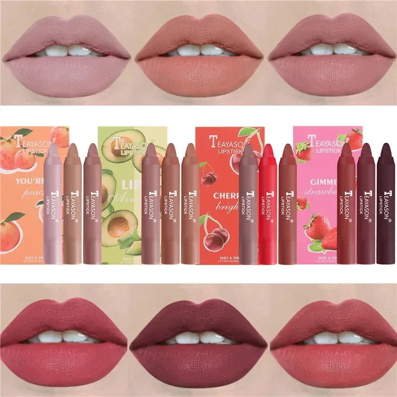 3-Piece Velvet Matte Lipstick Set – Waterproof Long-Lasting Color