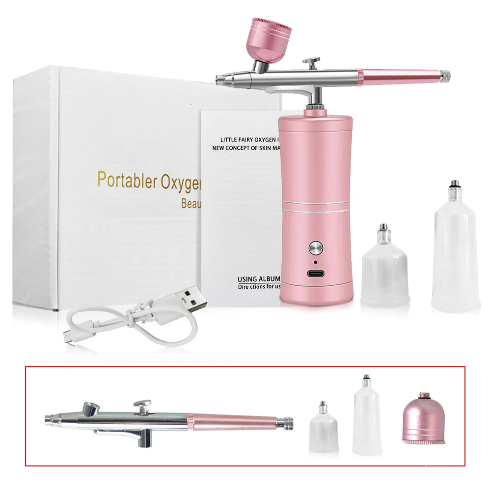 Airbrush Nail With Compressor Portable Air brush Nails Compressor For Nail Art Paint Painting Crafts Airbrush Compressor Kit Peaceful Pleasures Health and Wellness Pink Kit
