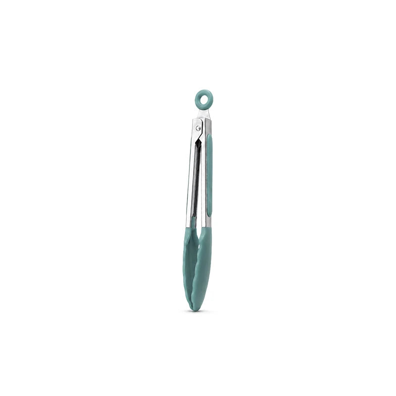 7/9/12 Inch Food Grade Silicone Kitchen Tongs 3 Size Kitchen Tongs Stainless Steel Heat Resistant BBQ Grilling Food Clip Peaceful Pleasures Health and Wellness Dark green 7-inch