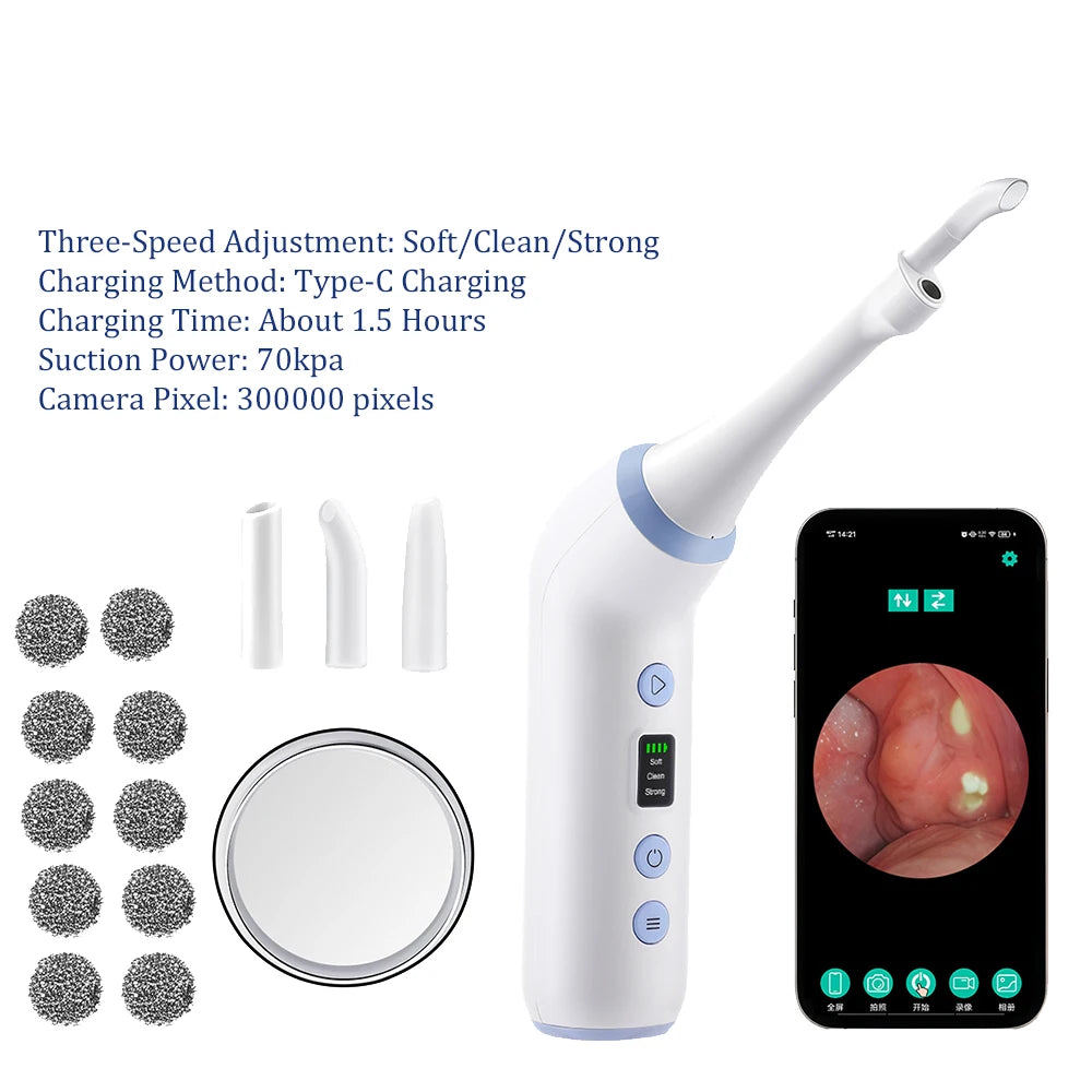 Electric Tonsil Stone Removal Oral Irrigator & Tongue Coating Scraper Built-In LED light Anti Bad Breath Oral Care for Health Peaceful Pleasures Health and Wellness TYPE 1