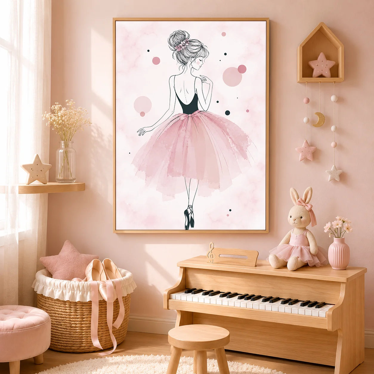 Nursery Wall Art Ballerina Fairy Canvas Painting Pink Princess Poster Print Girls Room Wall Decor Peaceful Pleasures Health and Wellness