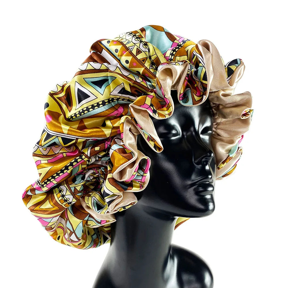 Large Satin Sleep Bonnet Cap – Silky Night Hair Cover Women