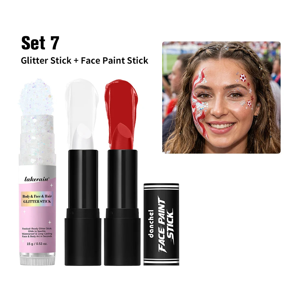 Face Paint Stick Set Multiple National Flag Color Safe Non-Toxic High Pigment Body Paint Stick for Halloween Cosplay Sport Event Peaceful Pleasures Health and Wellness Croatia