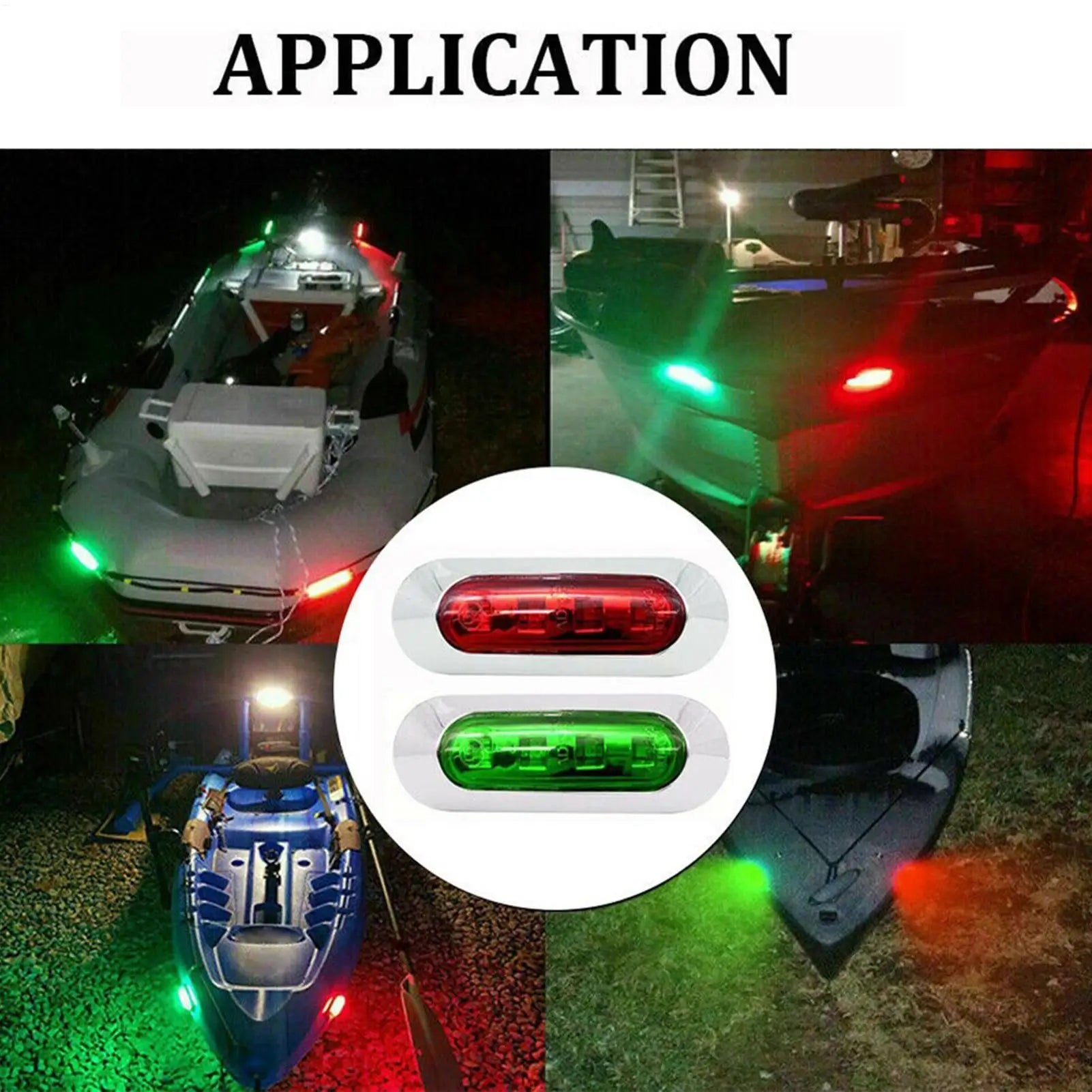 2pcs Marine LED Navigation Lights Safety Lamp IP67 Waterproof 12-24V Red and Green Boat Lights for Sea Fishing Sailing Yachting Peaceful Pleasures Health and Wellness