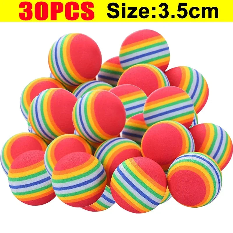 Rainbow EVA Soft Pet Toy Balls for Cats & Dogs | 10–50 Pack