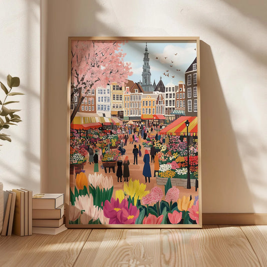 Amsterdam Flower Market Watercolor Canvas Wall Art Print Canvas Wall Art Print Peaceful Pleasures Health and Wellness WS7145 20x30cm Unframed