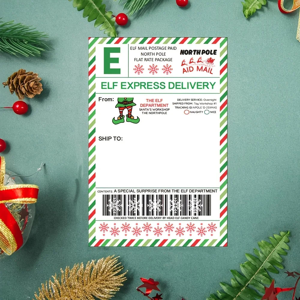 North Pole Delivery Labels Christmas Holiday Package Stickers Fill-in