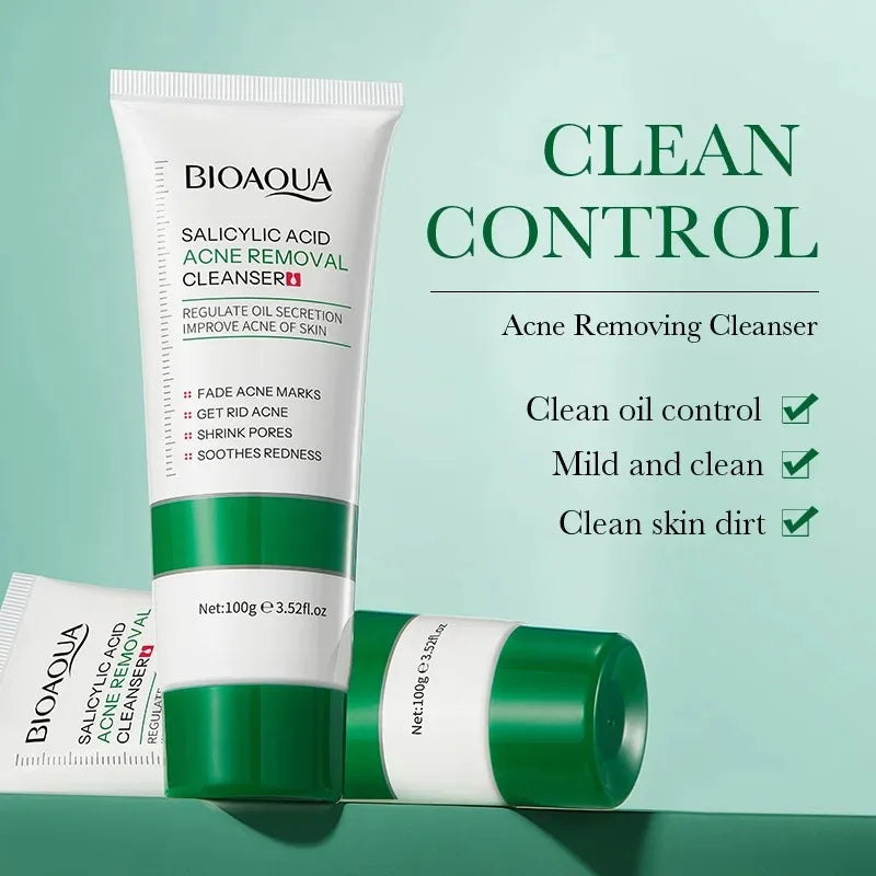 BIOAQUA Salicylic Acid Facial Cleanser Acne Treatment Moisturizing Oil Control skincare Face Wash Foam Face Cleanser Skin Care Peaceful Pleasures Health and Wellness