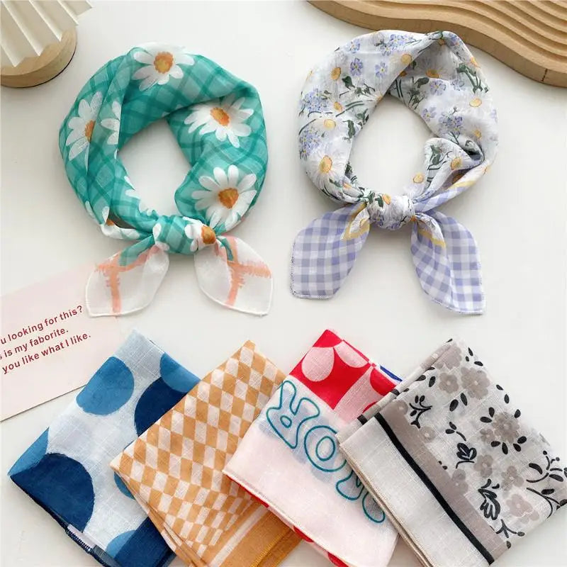 58cm Square Scarf – Handkerchief Print Neck, Hair & Bag Wrap