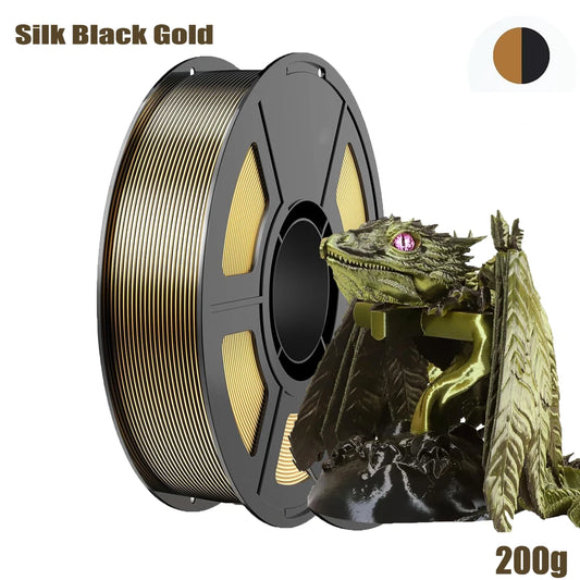 Silk Dual Color PLA Filament 1.75mm – Black Gold Bicolor Spool