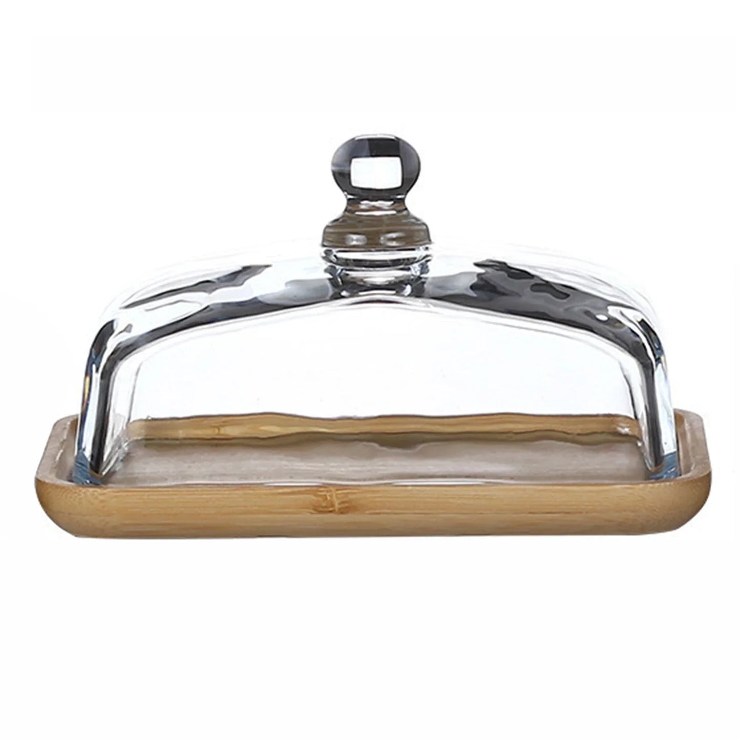 Bamboo Cake Stand with Transparent Lid | Large Dessert Tray