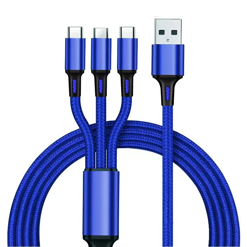 New Fast Charging Cable c Multi Charger Cable Nylon Braided Multiple USB Type-C Universal Charging Cord Adapter Peaceful Pleasures Health and Wellness Blue